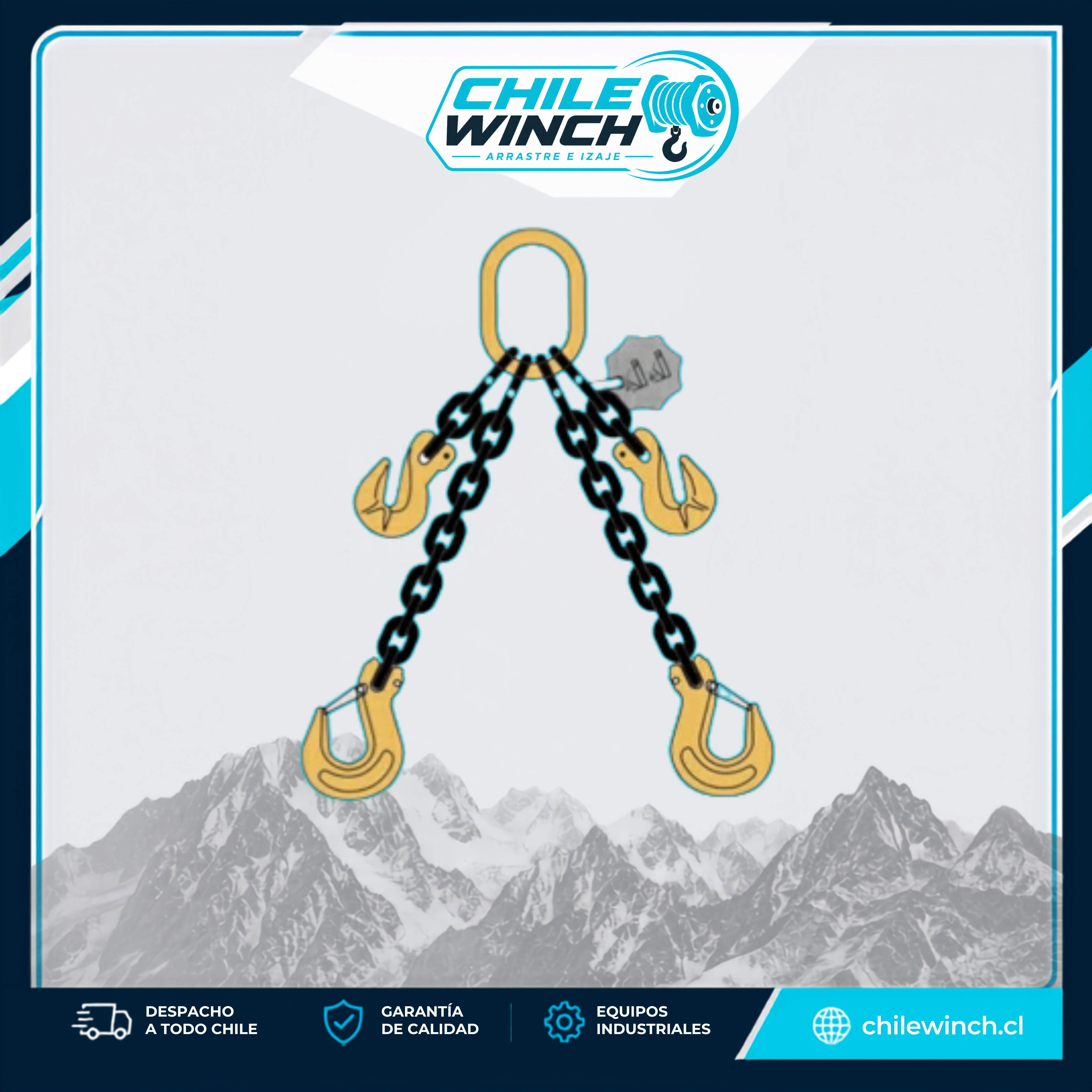 Eslinga de Cadena TOYO G80 de 2 Ramales – 5 Toneladas × 5 m