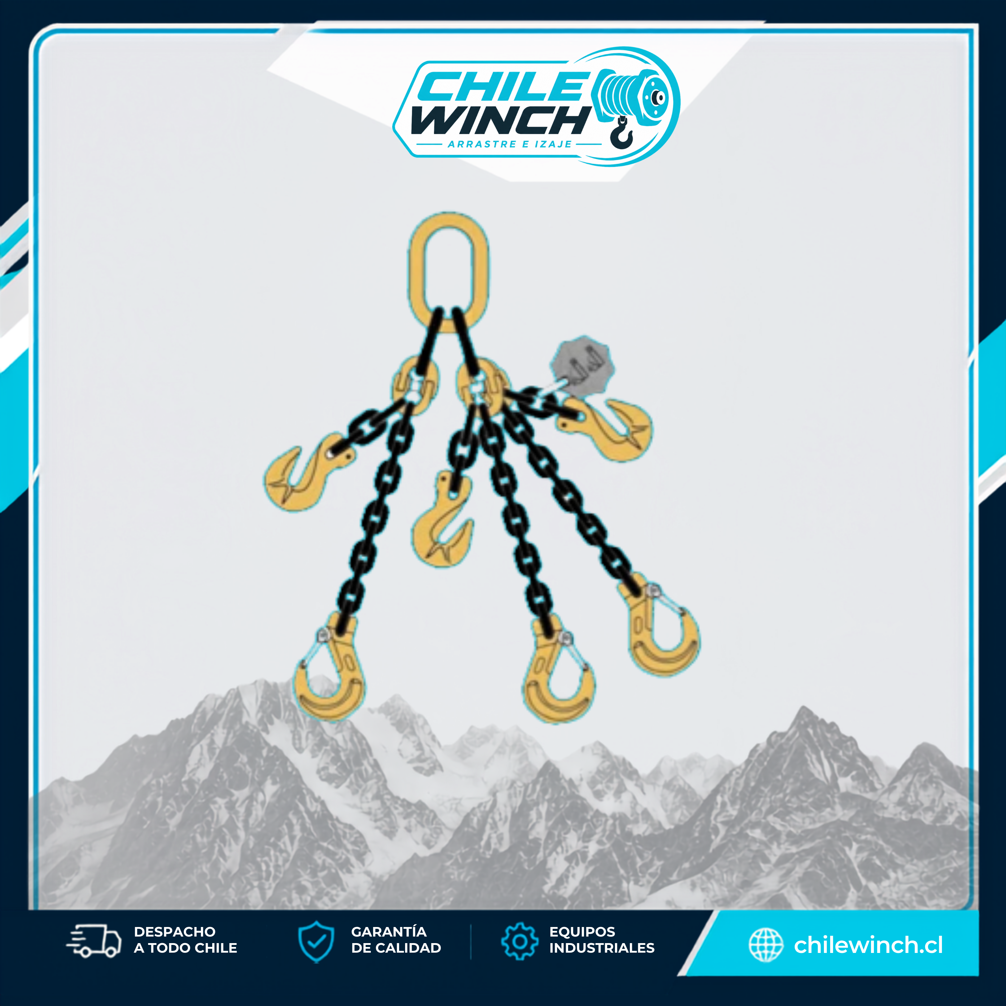 Eslinga de Cadena TOYO G80 de 4 Ramales – 5 Toneladas × 3 m