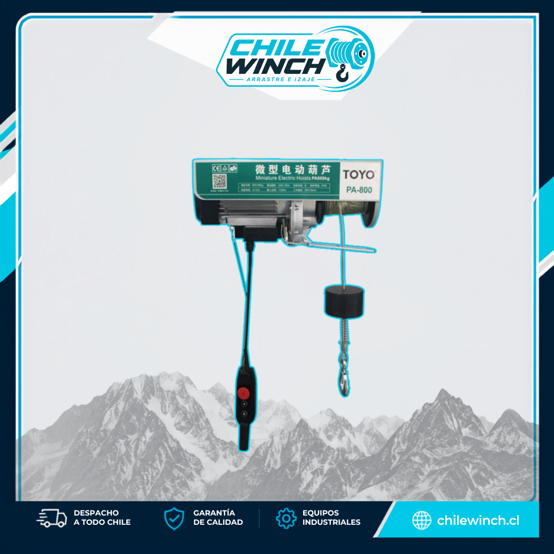 Winche Eléctrico de Izaje TOYO PA200A Monofásico – Capacidad máxima 200 kg