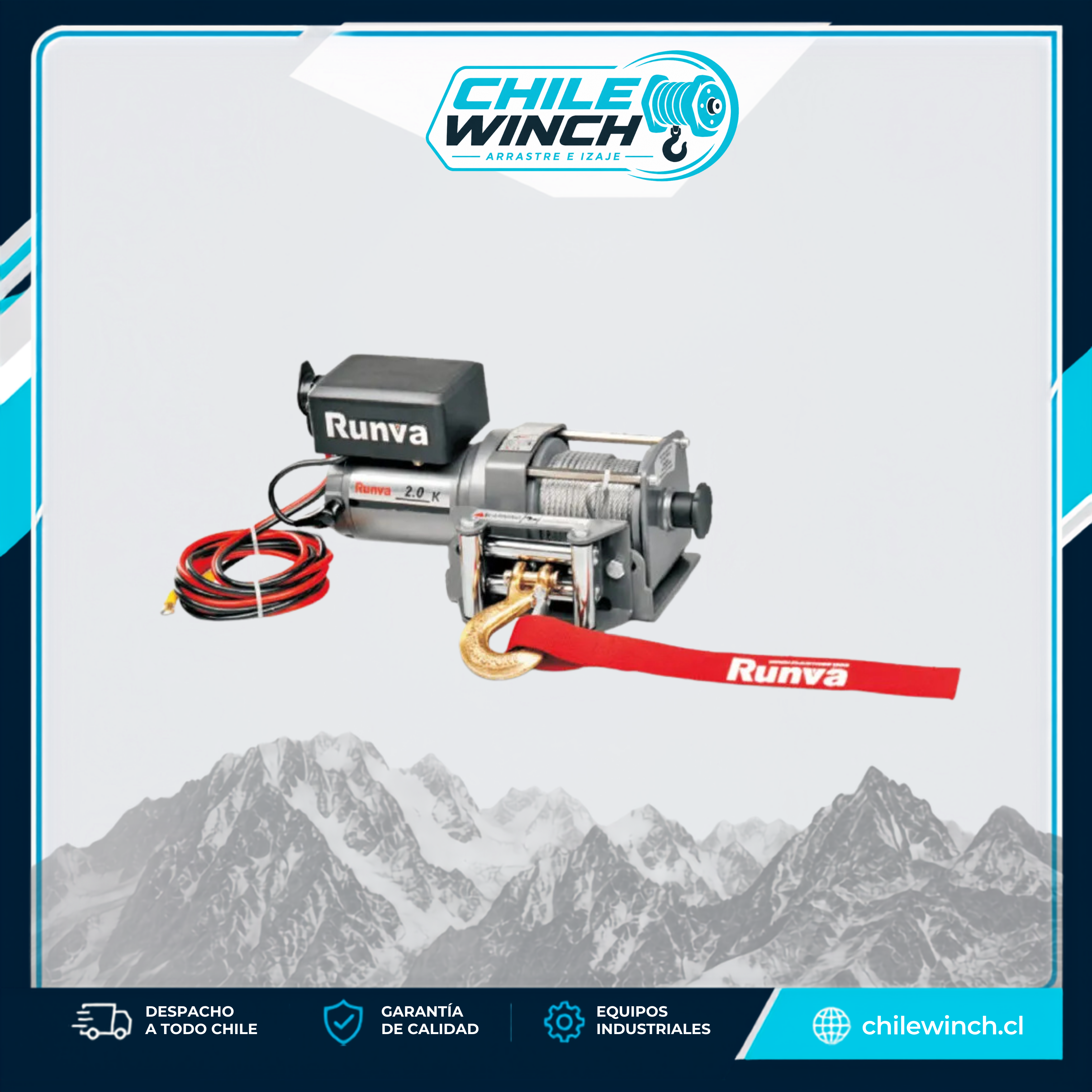 Winche Eléctrico RUNVA 2.000 Libras 12v