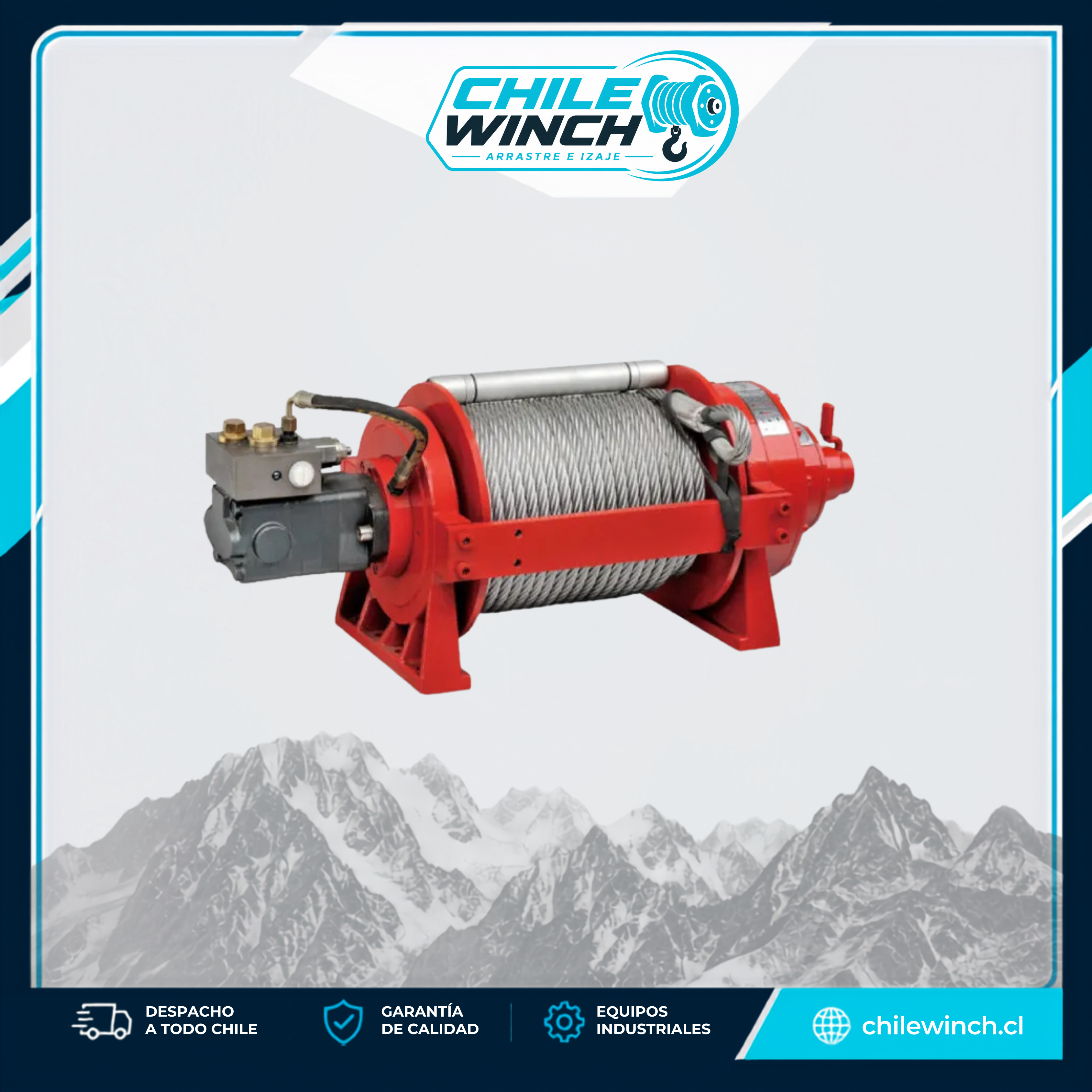 Winche Hidráulico RUNVA 20.000 Libras con Electrovalvula 24 volt